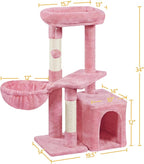 Topeakmart Cat Tree Tower for Indoor Cats, 34.5in Cute Kitten Tree Activity - Image 3