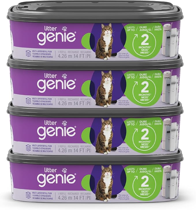 Litter Genie Refill Bags | Standard 4-Pack, 56 total ft | Up to 8 Months of by LitterGenie