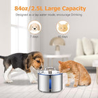 Cat Water Fountain, 84oz/2.5L Stainless Steel Pet Water Fountain, Automatic Dog - Image 3
