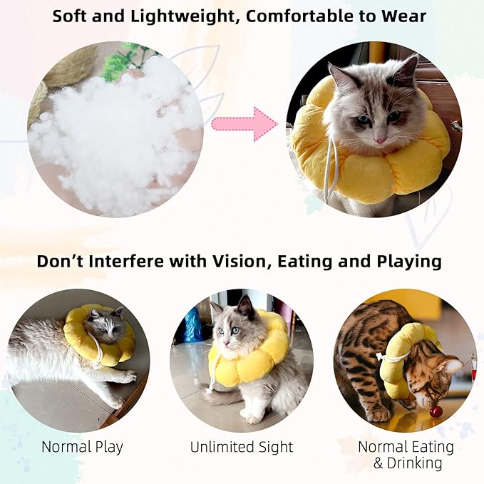 KUDES Cat Small Dog Recovery Collar, Cute Sunflower Neck Cone After Surgery - Image 7