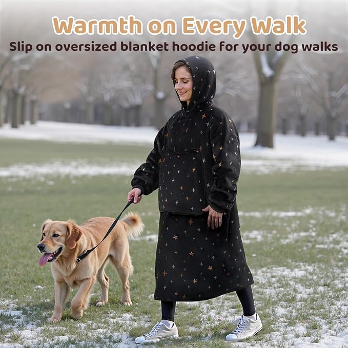 Mewaii Wearable Blanket Hoodie for Adults, Warm Sherpa & Soft Flannel Long - Image 7