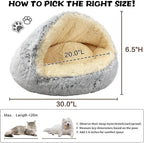 ShinHye Round Plush Fluffy Hooded Cat Bed Cave, Cozy - Image 2