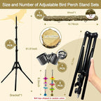 16-63 Inch Height Adjustable Bird Perch Pepper Wood Parrot Training Perch Stand - Image 4
