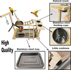 Parrots Playground Bird Play Stand Natural Wood Parrot Perch Gym Playpen - Image 4