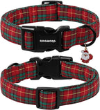 DOGWONG Christmas Plaid Dog Collar- Adjustable Red Tartan Collar, Scottish Red - Image 2