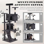Heavy Duty Cat Tree Tower, Cat Condo, Hanging Ball, Light Grey - Image 4