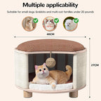Solid Wood Cats House Stool, 300-lb Capacity. Large Cat Bed Cave - Image 2