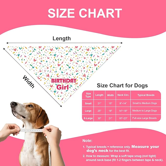 Dog Birthday Bandana Girl for Small Dogs, Reversible 2 Patterns in 1, Puppy - Image 4