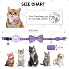 Airtag Cat Collar with Bells and Bowtie -Safety Elastic Band Kitten Collar - Image 3