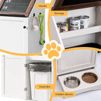 Dog Food Feeding Station with Storage, Pet Food Storage Cabinet with Bowls and - Image 4