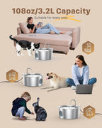 Stainless Steel Pet Water Fountain: 108oz/3.2L Cat Fountains - Image 2