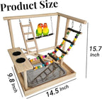 Hamiledyi Parrots Playground Bird Play Gym Wood Perch Stand Colours Climb - Image 4