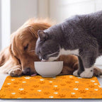 Dog Food Mat, Absorbent Water Bowl Mats Cat Pet Feeding Placemats Orange 17 * - Image 7