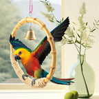 Bamboo Ring Bird Swing Perch, Large Circle Cage Hanging Toys, Bird Perch - Image 2