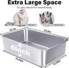 Stainless Steel Litter Box, 23.6“x15.7"x6" Deep Stainless Steel Cat Litter Box - Image 3