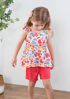 Toddler Baby Girls Summer Clothes Outfits Ruffled Sleeve Dinosaur Shirt Leopard - Image 2