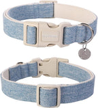 DOGWONG Cotton Hemp Dog Collar, Heavy-Duty Baby Blue Dog Collar Adjustable Soft - Image 3