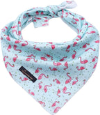 ARING PET Summer Dog Bandanas, Light Blue Flamingo Kerchief Triangle Bibs Scarf by ARINGPET