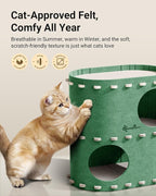DownyPaws Cat House for Indoor Cats, 2-Storey Foldable Cat Bed Cave, Felt Cats - Image 3