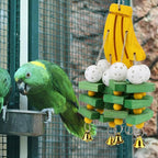 Hypeety Large Parrot Hanging Swing Toy Bells Chew Toy Colorful Hanging Wood - Image 7