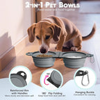 Pawaboo 2-in-1 Collapsible Dog Bowls, Dual Puppy Food and Water Bowls, 180° - Image 4