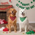 Weewooday 50 Pcs Valentine's & St. Patrick's Day Dog Bandanas Bulk Red & Green - Image 2