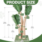 40'' Tall Cat Scratching Post Cat Tree, 3 Curved Design Palm Tree Cat - Image 3