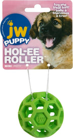 JW Hol-ee Roller Dog Fetch Treat Dispenser Puzzle Ball; Mini 1.75 Inch Diameter - Image 2