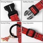 DOGWONG Christmas Plaid Dog Collar, Cute Adjustable Red Tartan Collar - Image 3