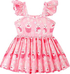 Toddler Baby Girls Summer Clothes Outfits Ruffled Sleeve Dinosaur Shirt Leopard - Image 3