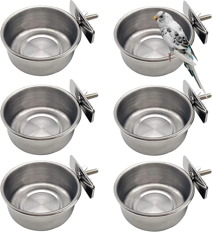 Tfwadmx 6 Pcs Bird Feeding Dish Cups Parrot Food Bowl Clamp Holder Coop Cup by Tfwadmx