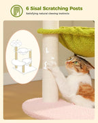 Flower Cat Tree with 2 Large Hammocks, 37.4" Small Cat Tower - Image 5