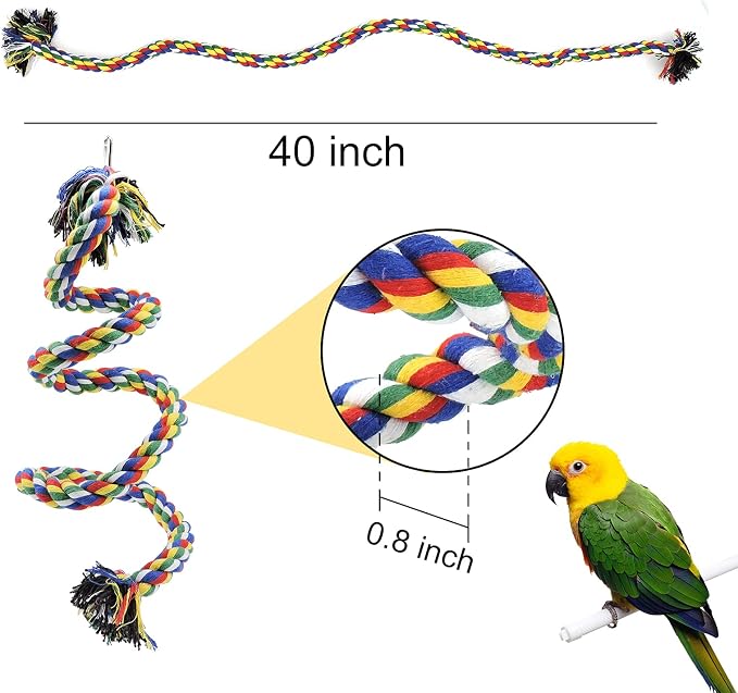 WishLotus Bird Perches, Parrot Colorful Climbing Rope Swing Toys Parrot Stand - Image 3