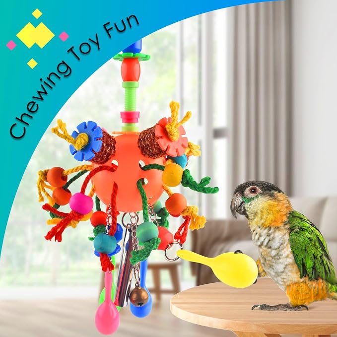 KATUMO Bird Toys, Parrot Toys Parakeet Foraging Shredder Hanging Toys Bird Ball - Image 3