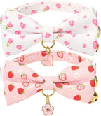 2 Pack Cat Collars, Removable Bowtie, Floral Pattern, Safety Breakaway Clasp by Petiry