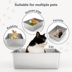 Kirecoo Stainless Steel Cat Litter Box XXL- Metal High Sided Cat Pan, Large - Image 6