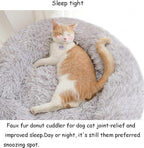 BODISEINT Faux Fur Dog Bed, Shag Round Anti-Anxiety Pet Calming Doughnut Cuddler - Image 4