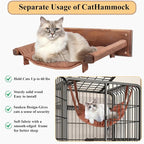 JSPYFITS Wooden Cat Wall Hammock, 18.9 x 12.6 Inch Double Layer Cat Furniture - Image 6