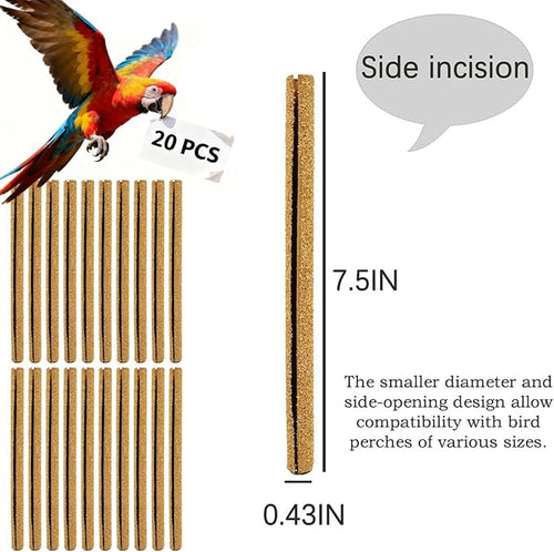 20-Pack Sanded Perch Covers for Parakeets - Image 2