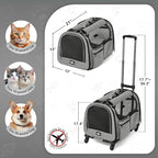 Large Pet Carrier with Wheels, Foldable Rolling Dog Carrier with Big Pocket - Image 2
