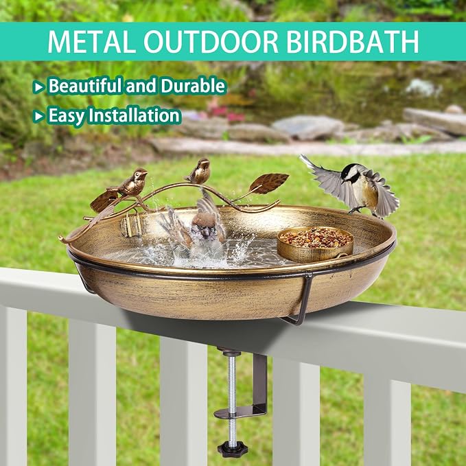 Metal Deck Mounted Bird Bath - Image 3