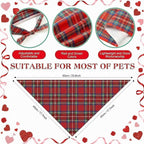 Weewooday 50 Pcs Valentine's Day Red Plaid Dog Bandanas Bulk - Image 3