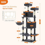 70.8" Tall Cat Tree for Large Cats, 2 Top Perches, Big Condo, Large Hammock - Image 7