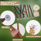Libiline 8 Pieces Bird Perch Natural Wooden Parrot Perch Stand Fork Toys - Image 5