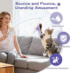 Pawaboo Feather Teaser Cat Toy, Interactive Feather Wand Cats Toy Flying - Image 5