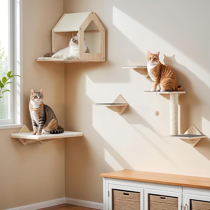 HOOBRO Wood Cat Wall Shelves, Climbing Shelves - Image 8