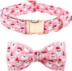 Dog Collar, Christmas Pink Santa Claus Cotton Pet Collar Bow Holiday Girl Boy by BoboRainbow