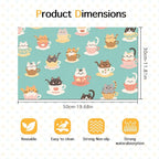 Cat Feedings Mats 20x12 inch Teacup Cat Print Pet Bowl Placemat Non Slip Mat - Image 6