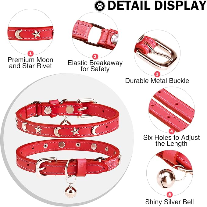 Leather Cat Collars for Boy Girl Cats - Image 3