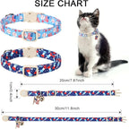4th 0f July Cat Collar, Summer Baseball Blue Cat Collar - Image 6
